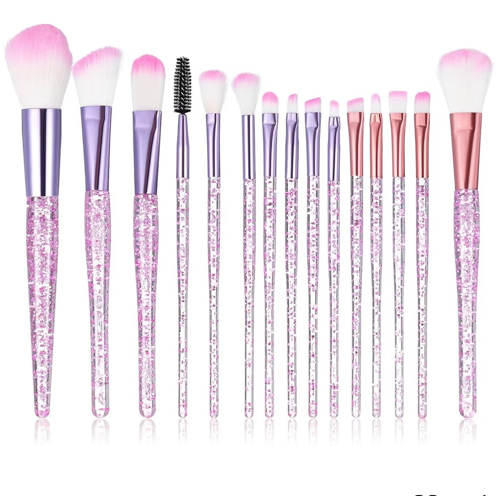 Glitter Makeup Brush Set 15 pieces
